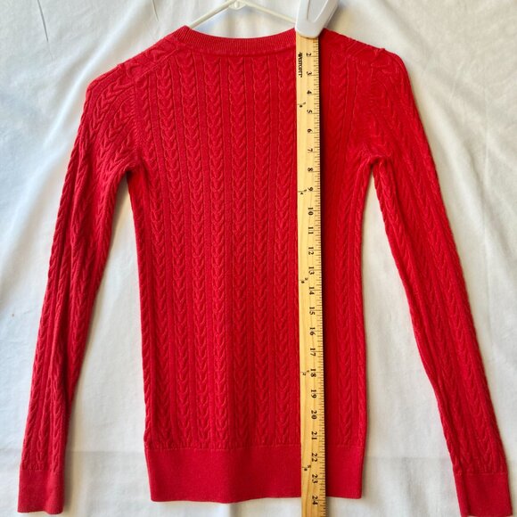 Tommy Hilfiger Apple Red Cotton Sweater Womens Size XXS Cable Knit Flag Preppy - Picture 15 of 16
